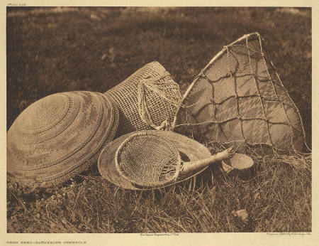 Pomo seed-gathering utensils, from The North American Indian