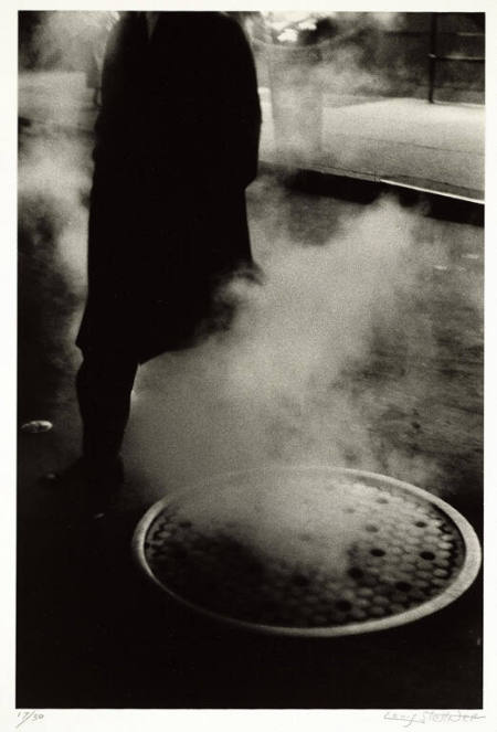 Man near manhole, Broadway, NYC, from the portfolio Streetwork