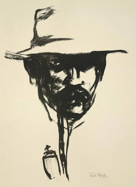 Kopf mit Pfeife [Self-portrait with Pipe]