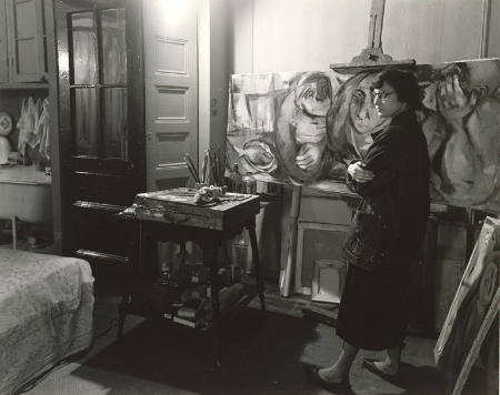 [Young painter in her Greenwich Village studio]