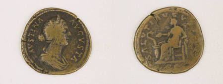 Faustina the Younger, wife of Marcus Aurelius, Sestertius (coin)