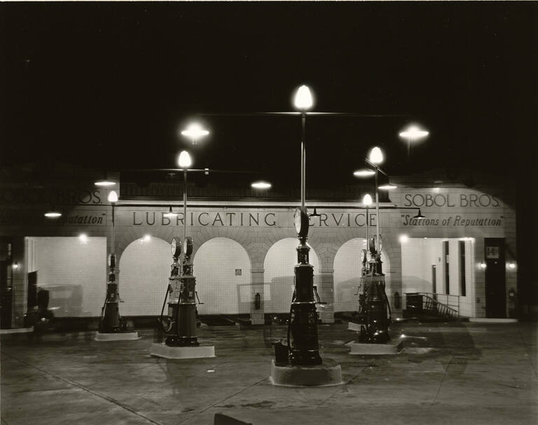 [Gas station at night]