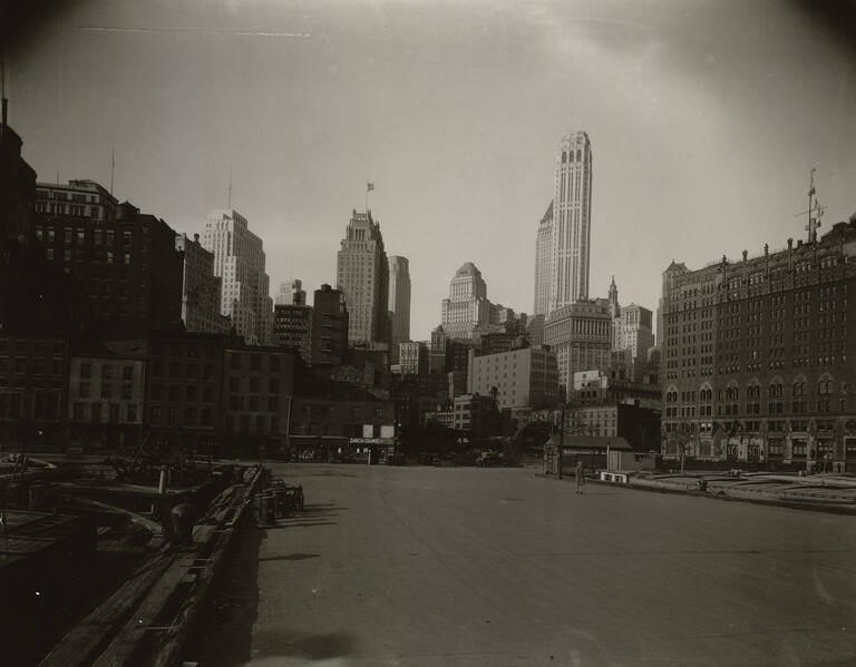 [View of Manhattan from dock]