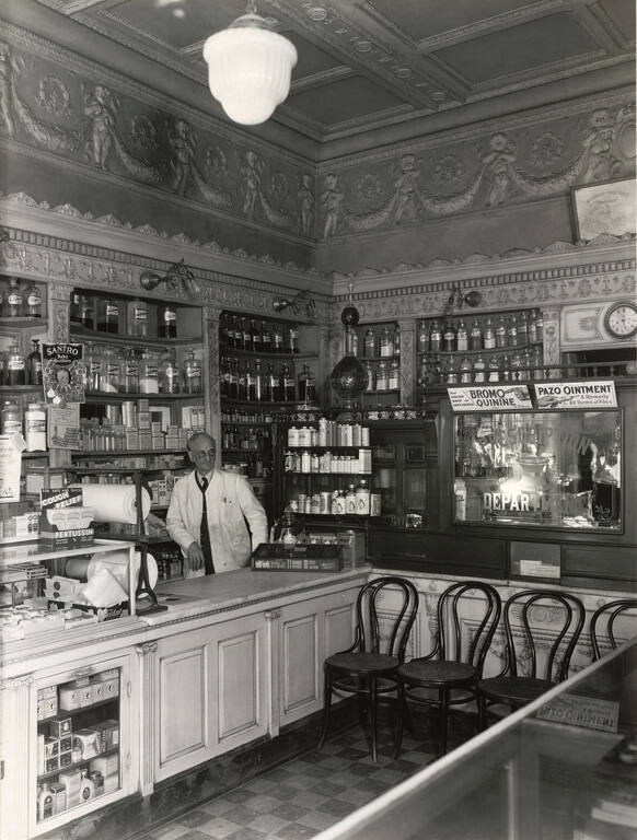 [Drugstore interior]