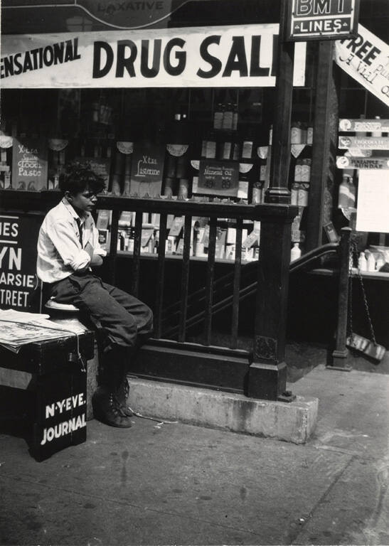 Newsboy next to BMT subway entrance