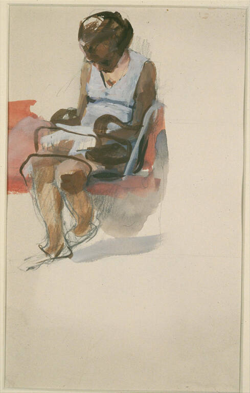 Seated Woman in White Dress