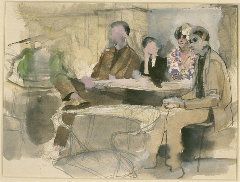 Four Figures at Table