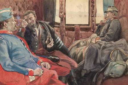 Soldiers in a Rail Coach