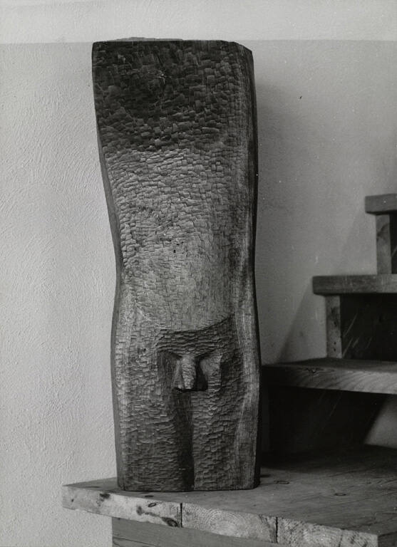 Carved wooden torso by Jason Seley