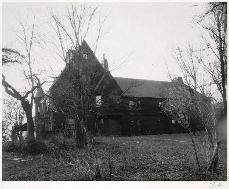 [Shingle style house with high gable]