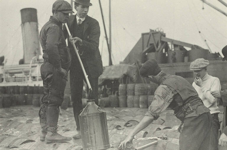 Each barrel is tested for water, plate 55 from the series Whaling Fishing/The Blacksod Bay Whaling Co. Ltd.
