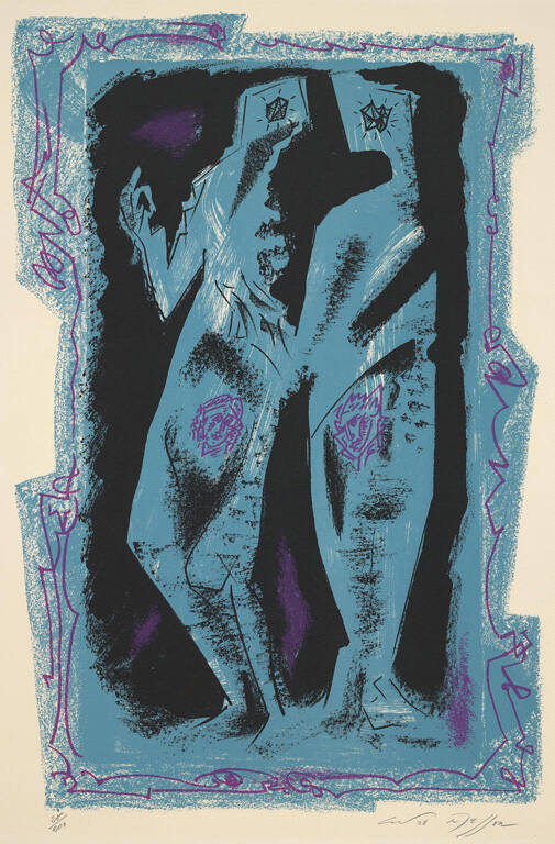 Conversation in Blue and Pink