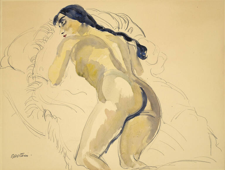 Study of a reclining nude model from behind