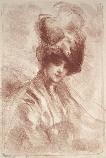 Portrait of a Woman Wearing a Tall Hat