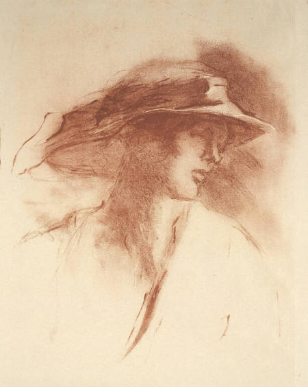 Portrait of a Woman Wearing a Hat (Profile to the right)