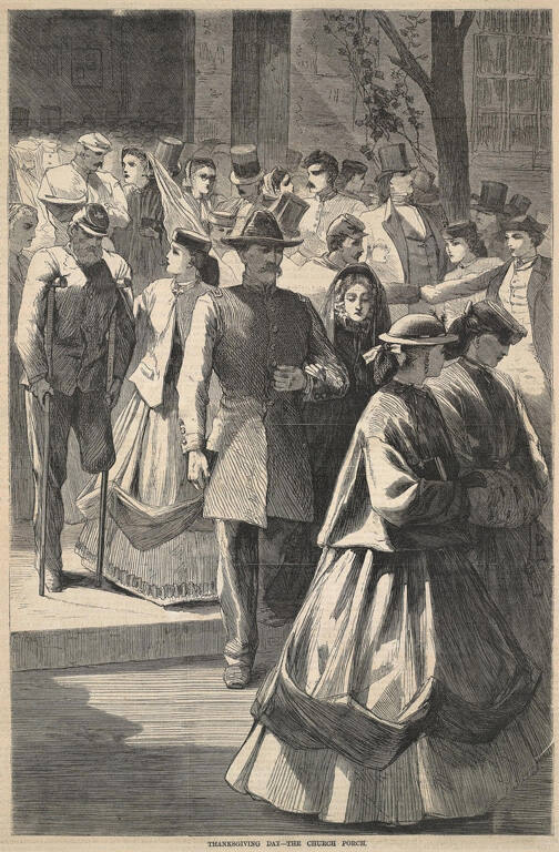 Thanksgiving Day, The Church Porch, published in Frank Leslie's Illustrated Newspaper