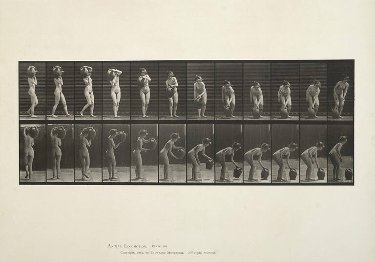 Turning and removing water-jar from shoulder to the ground, Plate 235 from Animal Locomotion
