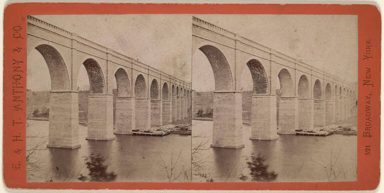 View of High Bridge, from the New York Side, from Beauties of the Harlem River, #1482