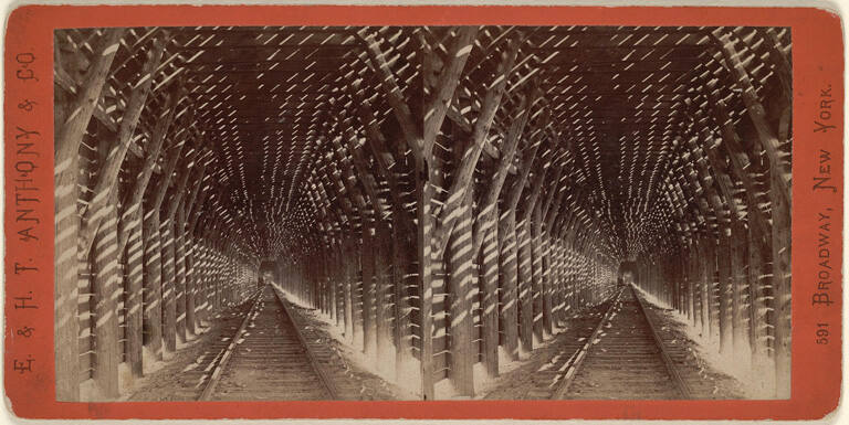 Interior of the Snow Sheds on the C.P.R.R., from Views Along the Line of the Pacific Rail Road, #7116