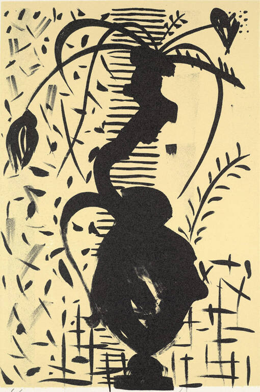 Untitled (black and yellow vase)