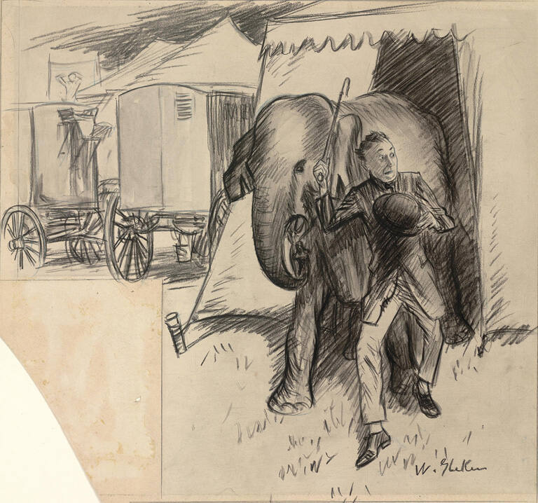 Stealing the Elephant (Illustration for the Saturday Evening Post)