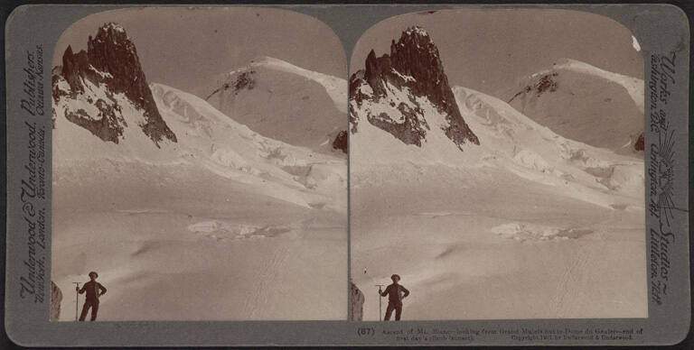 (87) Ascent of Mt. Blanc - looking from Grand Mulets hut to Dome du Bouten - end of first day's climb (sunset)