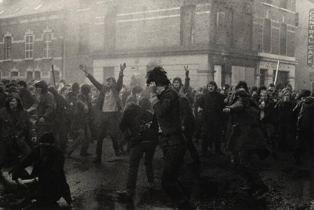 Bottom of William Street one minute before the British First Parachute Regiment opened fire, killing thirteen civilians—an event known as Bloody Sunday, Derry, Ireland