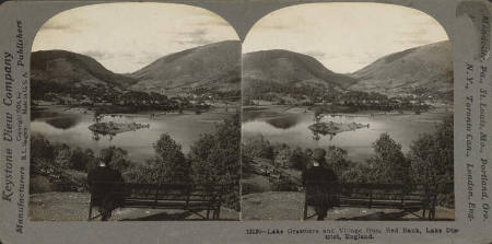 Lake Grasmere and Village from Red Bank, Lake District, England