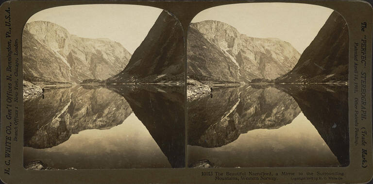 The Beautiful Naerofjord, a Mirror to the Surrounding Mountains, Western Norway