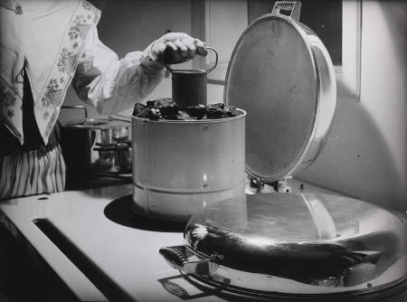 [Swedish Pavilion at the World's Fair, example of a farmhouse kitchen]