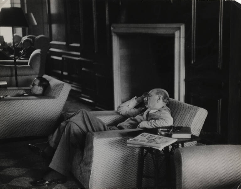 American businessmen in the library of the American Club, Shanghai