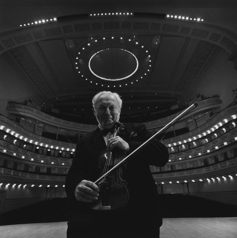 Isaac Stern on stage at Carnegie Hall, New York