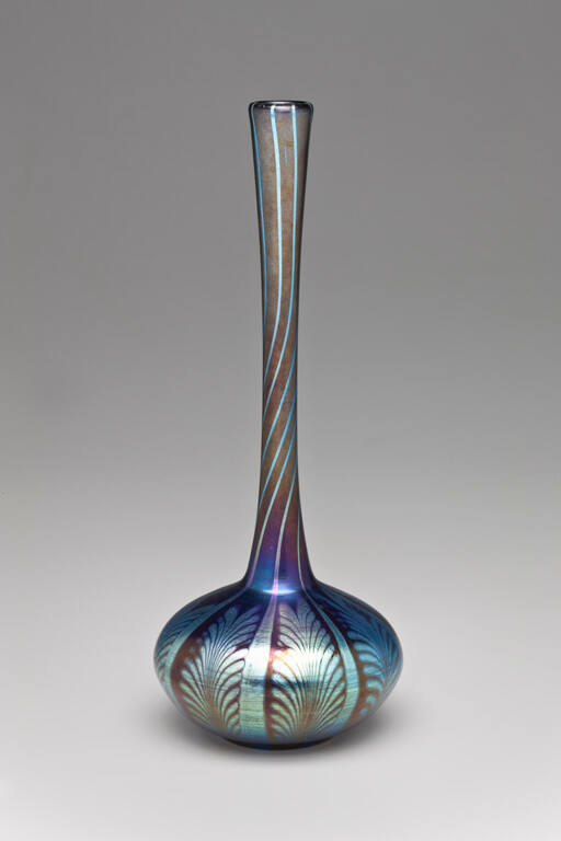 Vase, Blue, Long Neck With Palmette Design