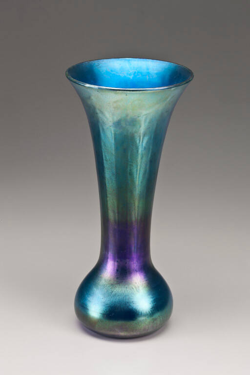 Vase, iridescent blue with flaring top