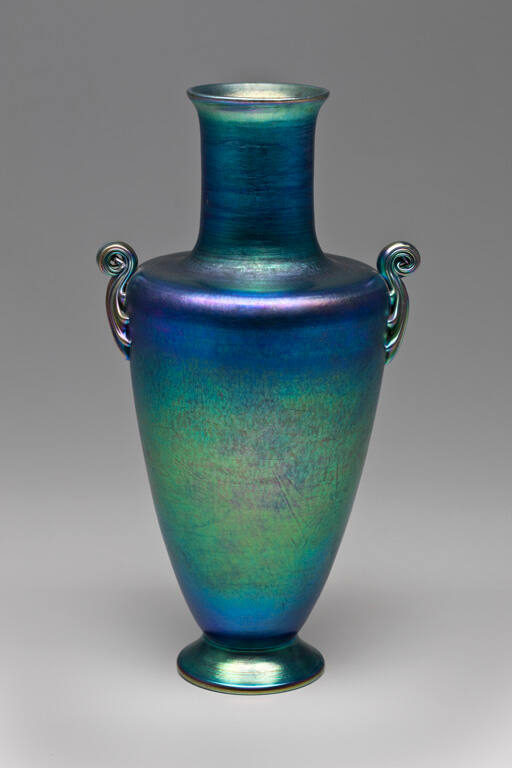 Vase, blue, applied handles