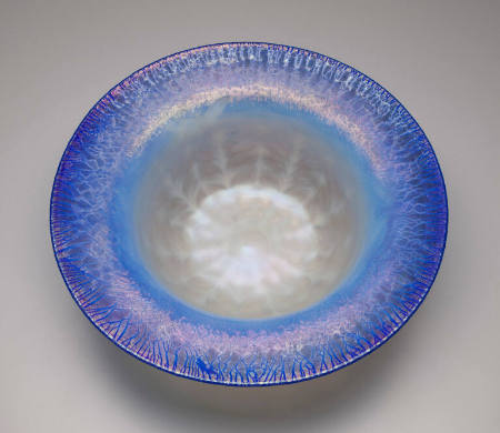 Bowl With Blue Crackle and Butterfly Design