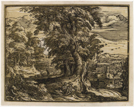 Landscape with Trees and a Shepherd Couple, from the series The Four Small Landscapes