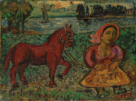 Untitled (woman with red horse)