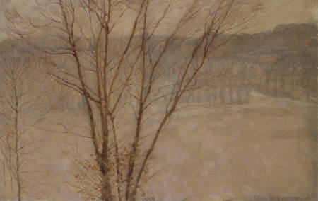 Winter Landscape with Barren Tree