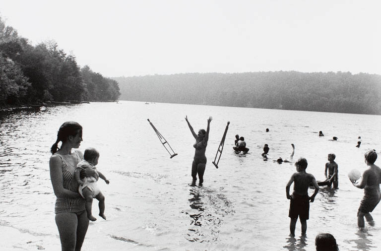 Lake in Catskill Mountains (Woman throws crutches), from the portfolio Joel Meyerowitz Photographs, The Early Works