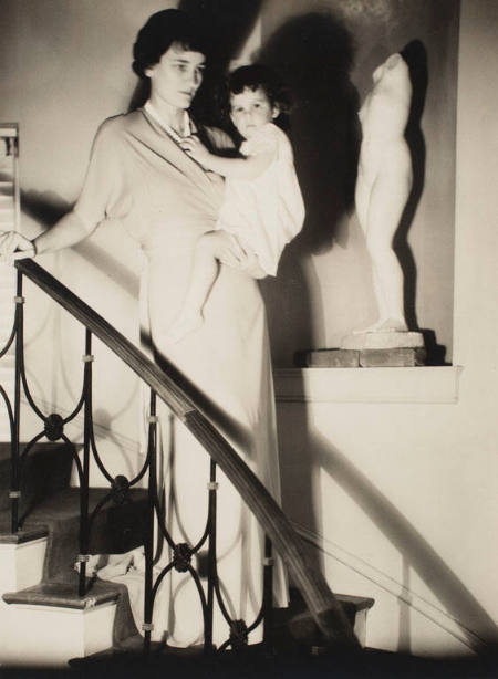 [Jane and Jill Fuller on stairwell, Bedford, New York]