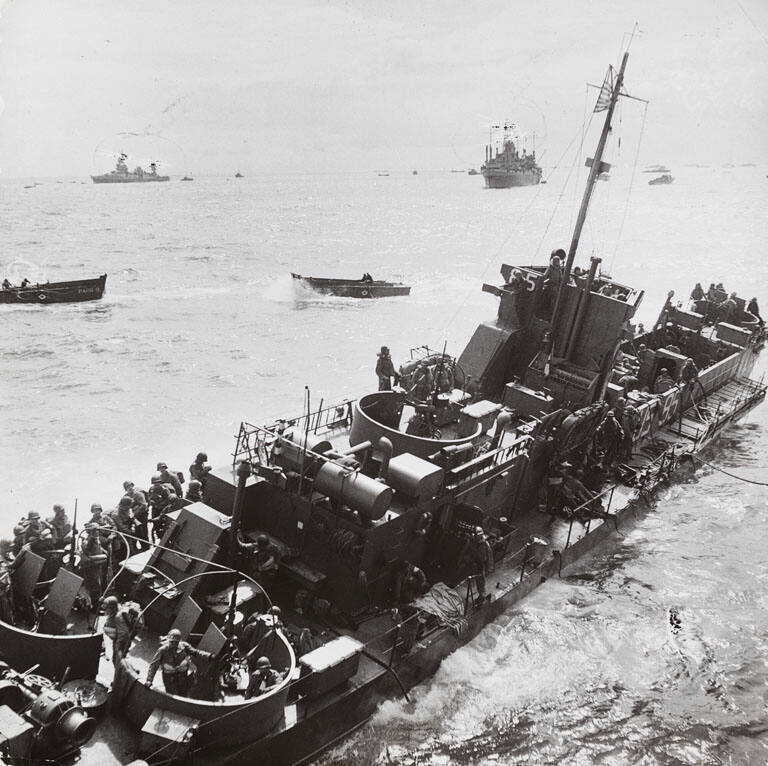 [Troops in transit during Normandy Invasion]