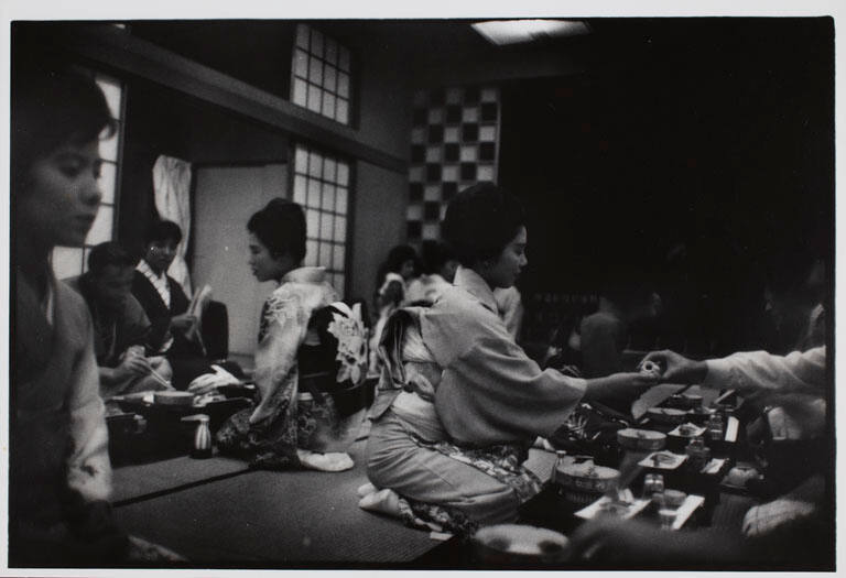 Hitachi: Geishas pouring sake for businessmen