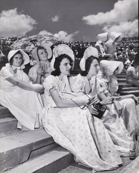 [Teenage girls listen to speeches in Voortrekkers traditional dress, Pretoria, South Africa]