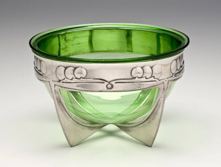 Compote dish with green glass liner