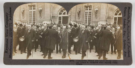 Clemenceau, Wilson and Lloyd George Leaving Palace of Versailles after Signing Peace Treaty
