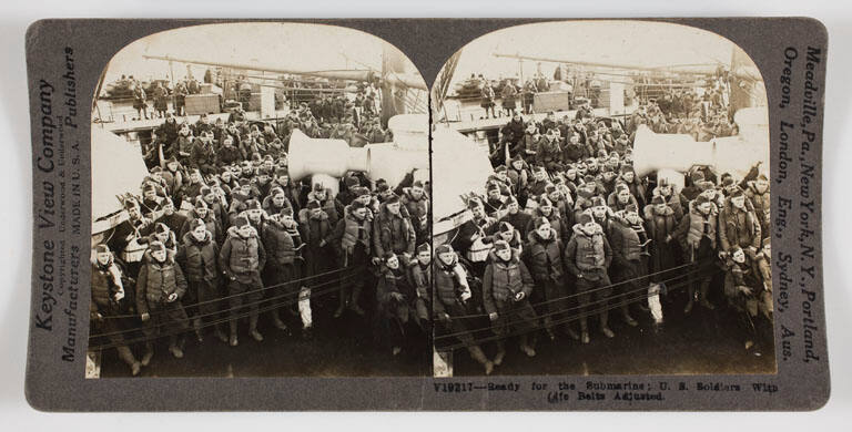 Ready for the Submarine; U.S. Soldiers with Life Belts Adjusted