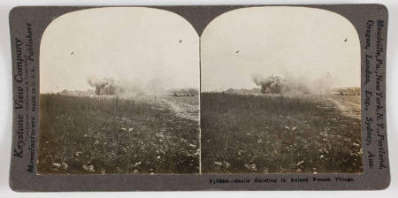 Shells Bursting in Ruined French Village