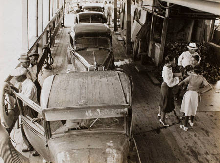 Ferry boat and passengers, Greenville, Mississippi