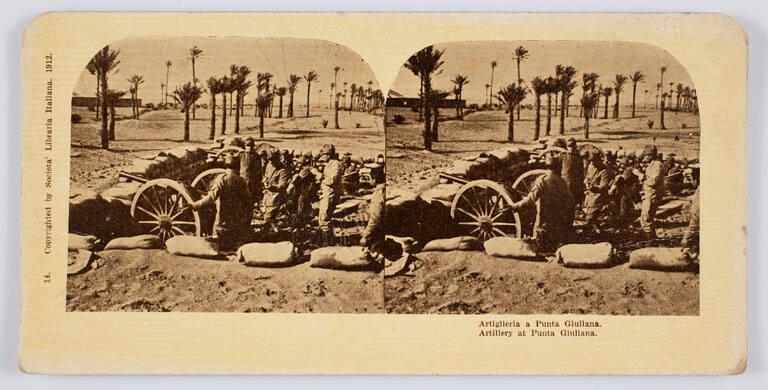 14. Artiglieria a Punta Giuliana (Artillery at Punta Giuliana), from Views for Sterescope, Italo-Turkish War, 1911-1912